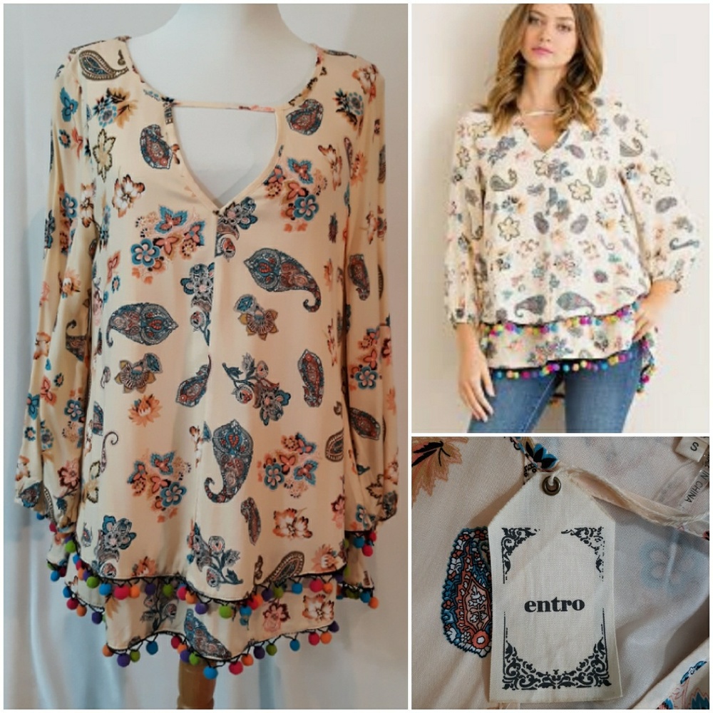 Entro Pom Pom Trim Top - Picture 1 of 8